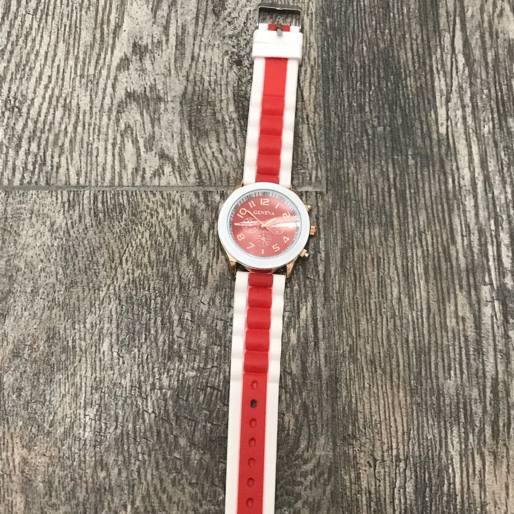 Red & white Geneva watch